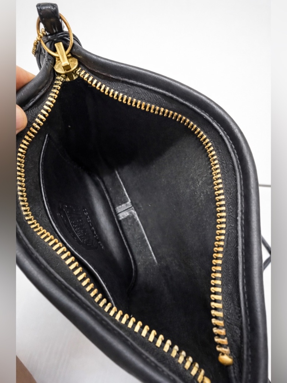 Coach Vintage 9455 Basic Top Zip Black Leather Shoulder Bag Split Strap USA - Picture 6 of 11